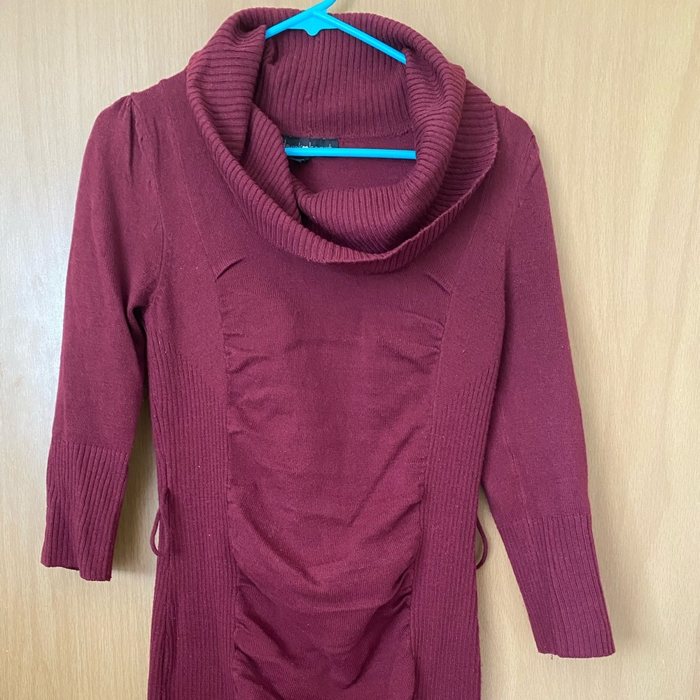 Sweater dress with cowl neck